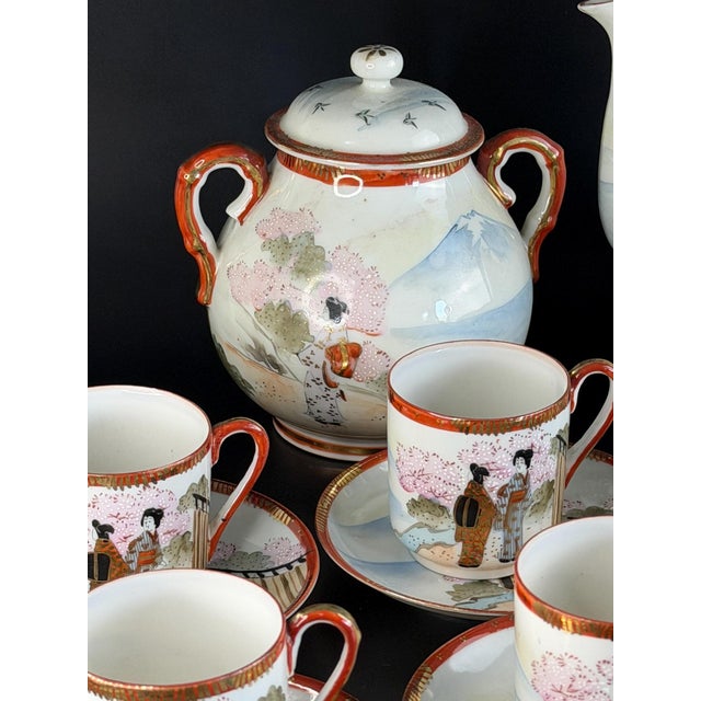 Vintage Japanese Satsuma Tea Set for Twelve in Gilded Porcelain, 1920s, Set of 27 For Sale - Image 4 of 15