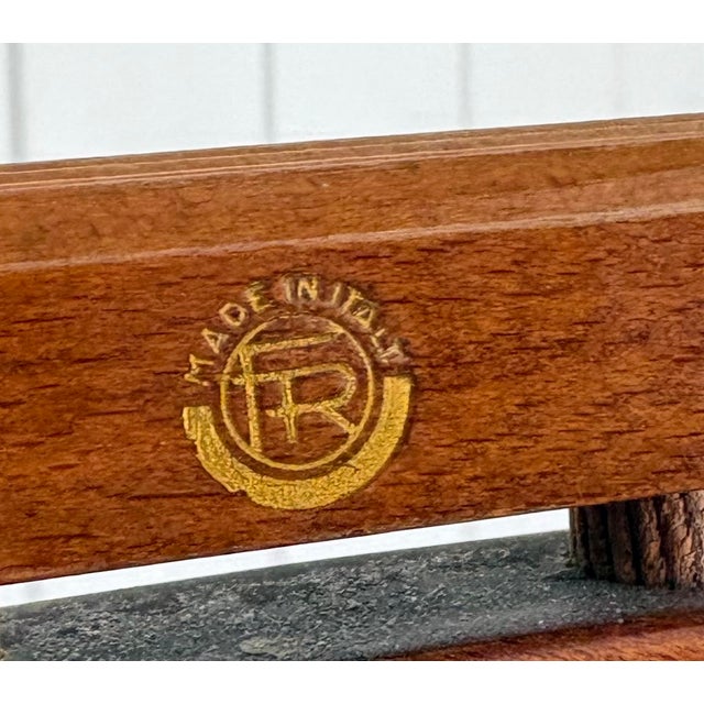 1950s-60s Fratelli Reguitti midcentury Italian walnut valet stand on casters w/ brass details. Excellent condition.