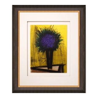 Bernard Buffet Original Lithograph Purple Bouquet 1967 Framed For Sale