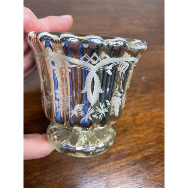 Mid 19th Century Antique Mercury Glass Handled Tea Cup and Saucer For Sale - Image 5 of 12