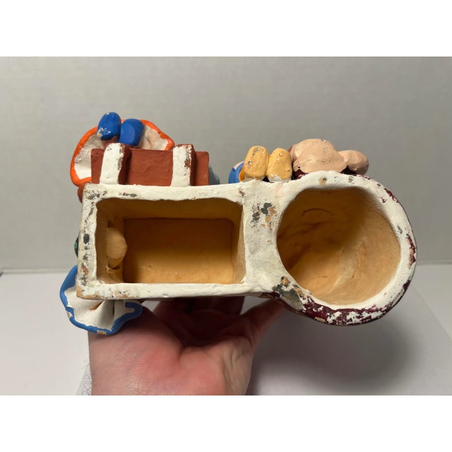 1980s Vintage Ussr Dymkovo Colorful Folk Art Pottery Clay Figurine Signed "Rogova" For Sale - Image 5 of 9