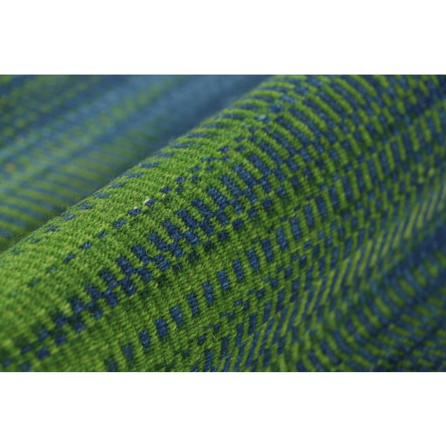 Blue Rug & Kilim’s Contemporary Kilim in Green and Blue Stripes and Geometric Pattern For Sale - Image 8 of 8