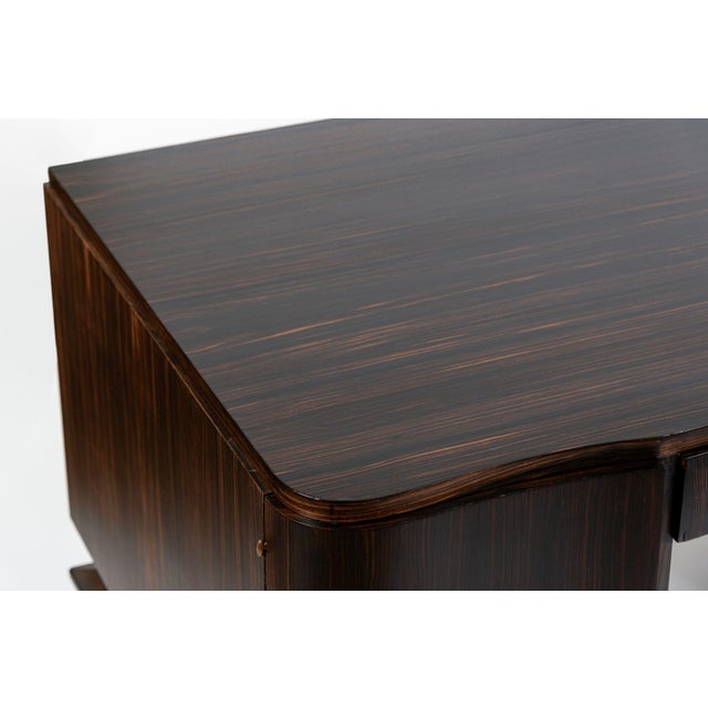 Exceptional Antique Art Deco Large Macassar Ebony Wood Executive Desk For Sale - Image 10 of 13