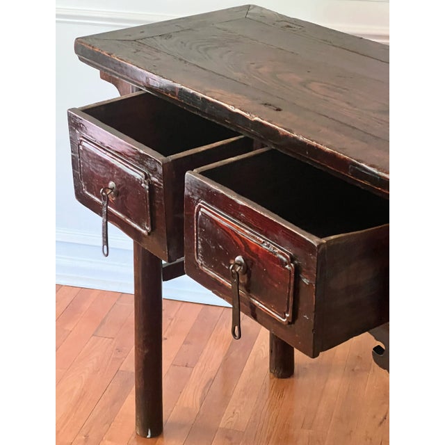 Mid 19th Century Chinese 19th Century Lacquered Elm Alter Console Table For Sale - Image 5 of 13