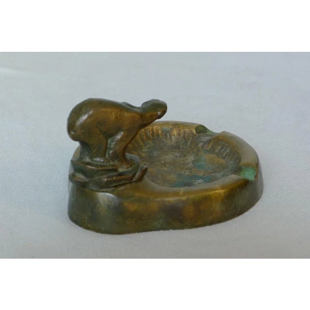 1940s Danish Art Deco Bronze Ashtray with Polar Bear Figurine For Sale - Image 5 of 11