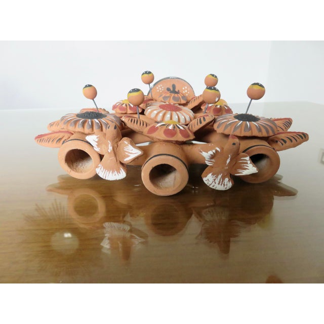 Tan Mexican Tree of Life Terracotta Chandelier, 1970s For Sale - Image 8 of 14