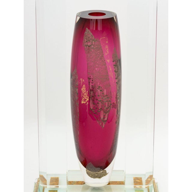 Illegibly Signed Postmodern Geometric Glass Vase, 1998 For Sale - Image 4 of 13