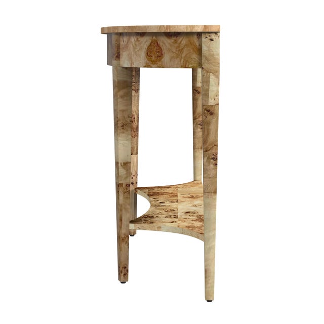 2020s Astor 54"W Demilune Console Table, Light Burl For Sale - Image 5 of 8