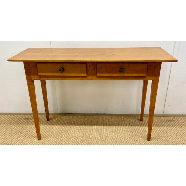 American Eldred Wheeler American Tiger Maple Wood Shaker Inspired Console Table For Sale - Image 3 of 6