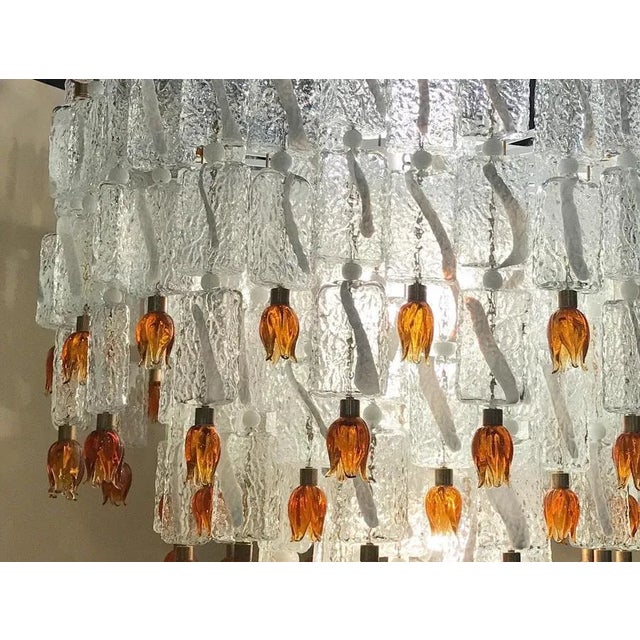 Wonderful Barovier and Toso ice blocks chandelier. There are 5 tiers, each element is made as a sculpture "a caldo". Each...