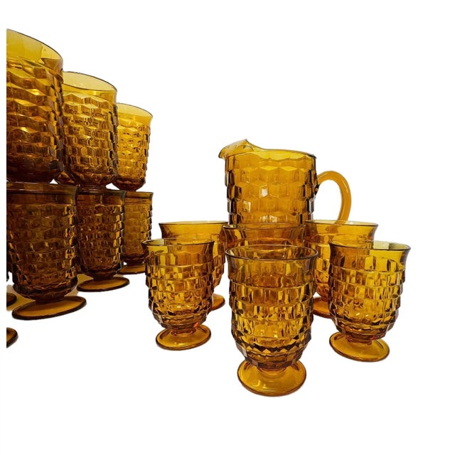 1960s Vintage 24 Piece Collection Indiana Glass Whitehall Amber For Sale - Image 5 of 10