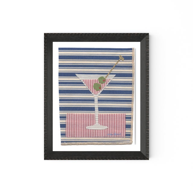 DESCRIPTION: Bridget the Martini by Willa Heart in Brimfield Black Frame, Mini Art Print This is a print of a handmade...