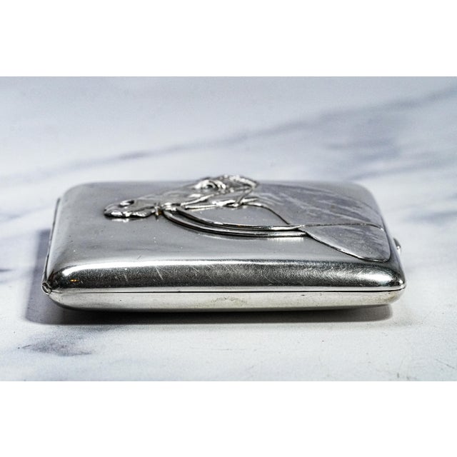 Wonderful High Relief European 800 Antique Silver Horse Equestrian Cigarette Case Tobacciana For Sale - Image 12 of 16