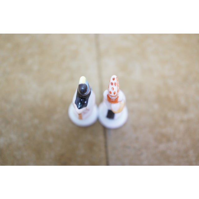 Late 20th Century Pair Vintage Herend Hungary Fine Porcelain Folk Miniature Figurines Man & Woman For Sale - Image 5 of 10