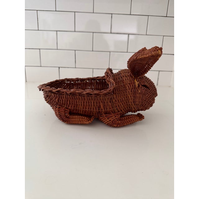 Brown Vintage Wicker Bunny Planter For Sale - Image 8 of 8