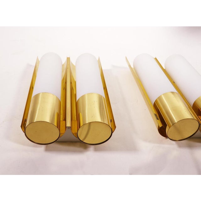 Double Wall Lights in Opaline Glass & Brass, 1970s, Germany, Set of 2 For Sale - Image 3 of 9