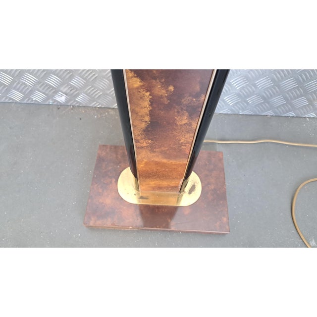 1970s Burl Wood and Brass Floor Lamp from Relco Milano, 1975 For Sale - Image 5 of 8