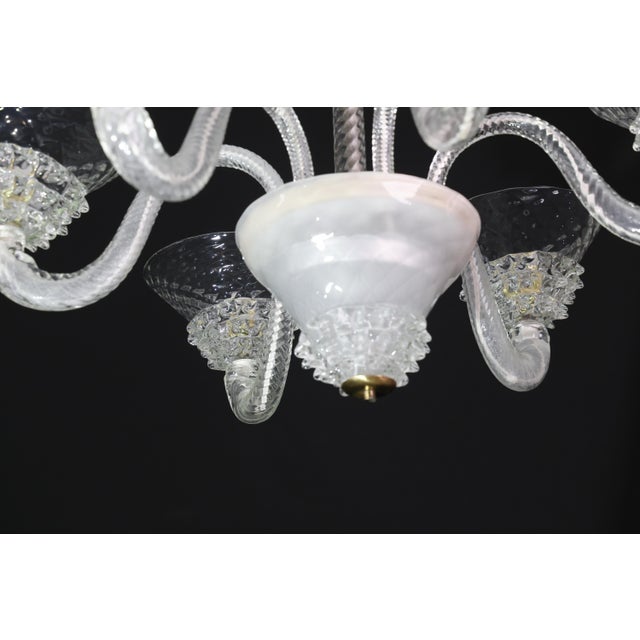 Glass 1950s 6 Light Rostrato Murano Glass Chandelier by Barovier & Toso For Sale - Image 7 of 15