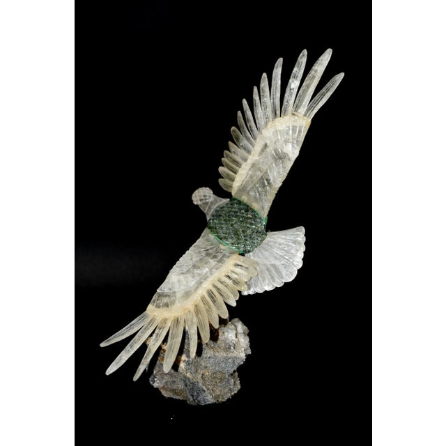 Crafted with the greatest artistry and exquisite precision, the one of a kind, majestic rock crystal quartz eagle commands...
