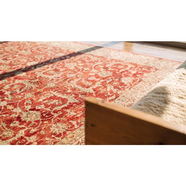 Textile Radiant Red and Tan Color With Special Palmettes Design Antique Sultanabad Rug For Sale - Image 7 of 9