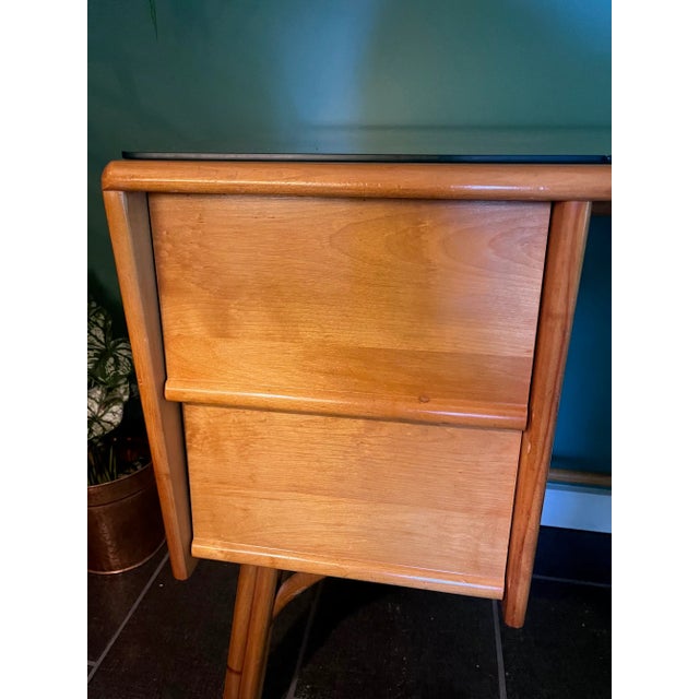 Mid 20th Century Ash & Bamboo Writing Desk by Heywood Wakefield Ashcraft For Sale - Image 5 of 10