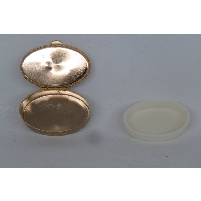 Cameo Lidded Trinket Pill Box Porcelain and Metal 4634b For Sale - Image 12 of 13