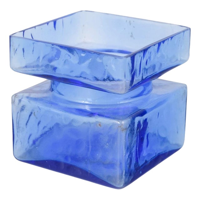 Vase in Clear Blue Art Glass by Helena Tynell, 1970s For Sale