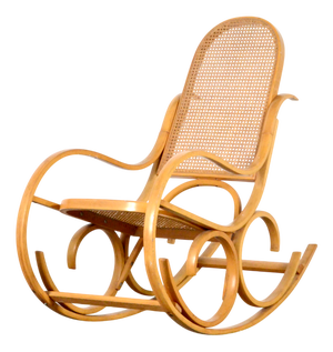 Italian Bentwood Rocking Chair with Woven Cane Seat by Luigi Crassevig, 1970s