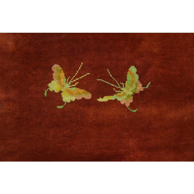 Ruby Red 1920s Chinese Art Deco Carpet For Sale - Image 8 of 11