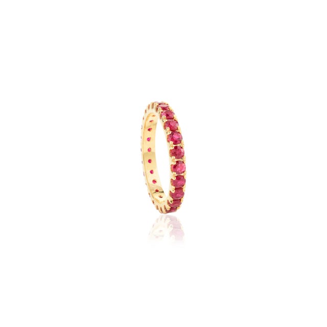 1.62 Ctw Round Cut Red Ruby Eternity Band Size 6.5 For Sale In New York - Image 6 of 12
