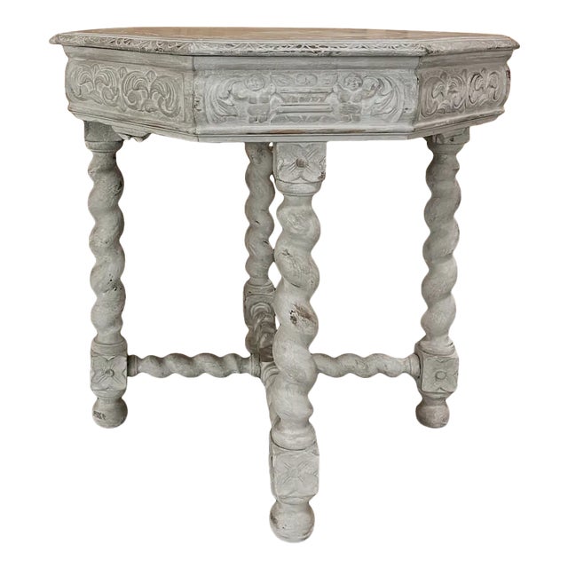 Antique Renaissance Octagonal Painted Center Table ~ End Table For Sale