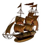 Midcentury Brutalist Copper Sculptural Ship Sailboat For Sale
