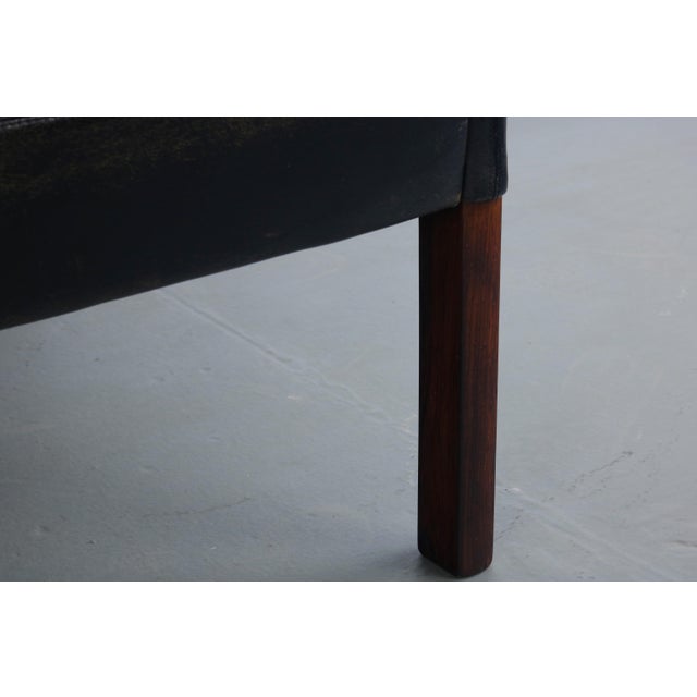 Rosewood and Vintage Black Leather Lounge Chair by Hans Olsen for CS Møbler For Sale - Image 9 of 10