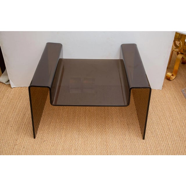 Vintage Spiros Zakas "Pintauro" Charcoal Gradient Lucite Bend Bench With Off White Upholstered Cushion 60's60's For Sale - Image 9 of 12