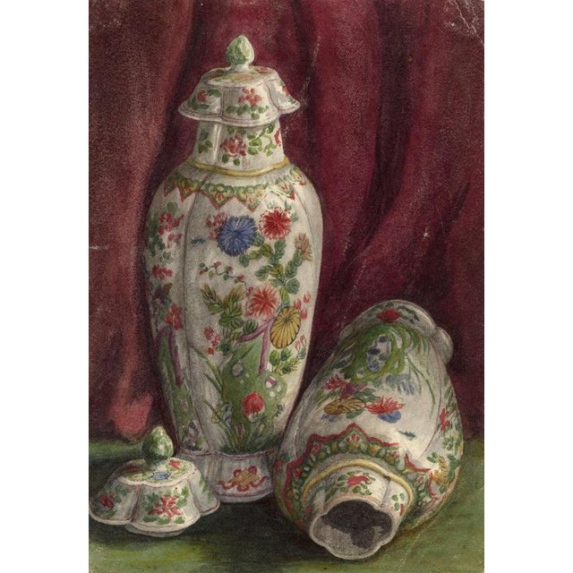 An original 1879 watercolour painting – Keswick Sketching Club, Chinoiserie Jars Still Life.This charming watercolour was...