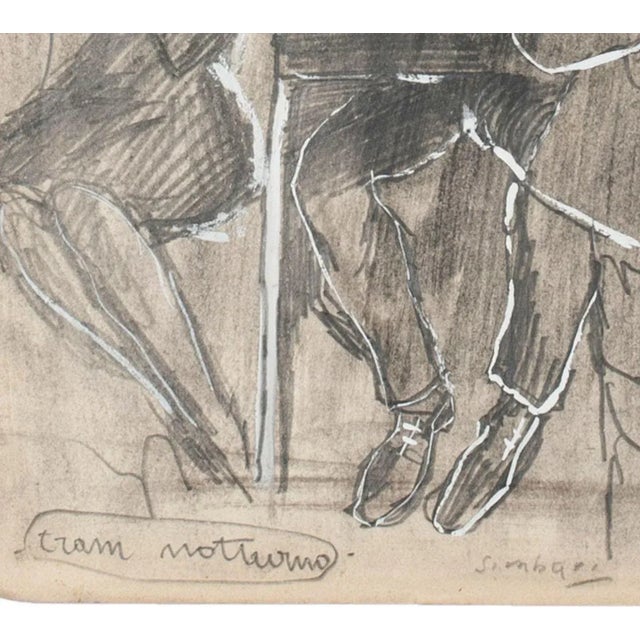 Original mixed media pencil, charcoal and white lead by Nicola Simbari. Hand-titled in pencil on lower-left margin, and...