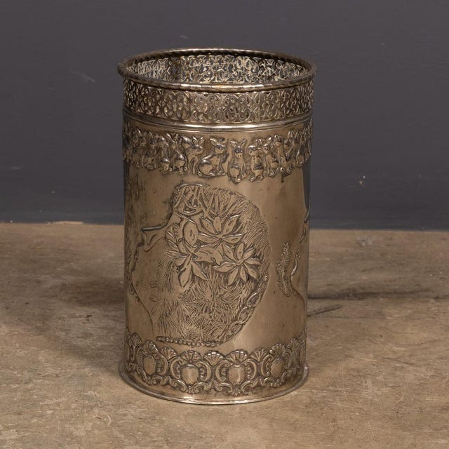 Antique Art Deco Silver Plated Waste Paper Bin, 1920 For Sale - Image 3 of 13
