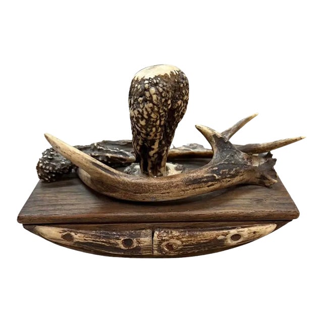 Vintage Handmade Deer Antler Ink Blotter For Sale