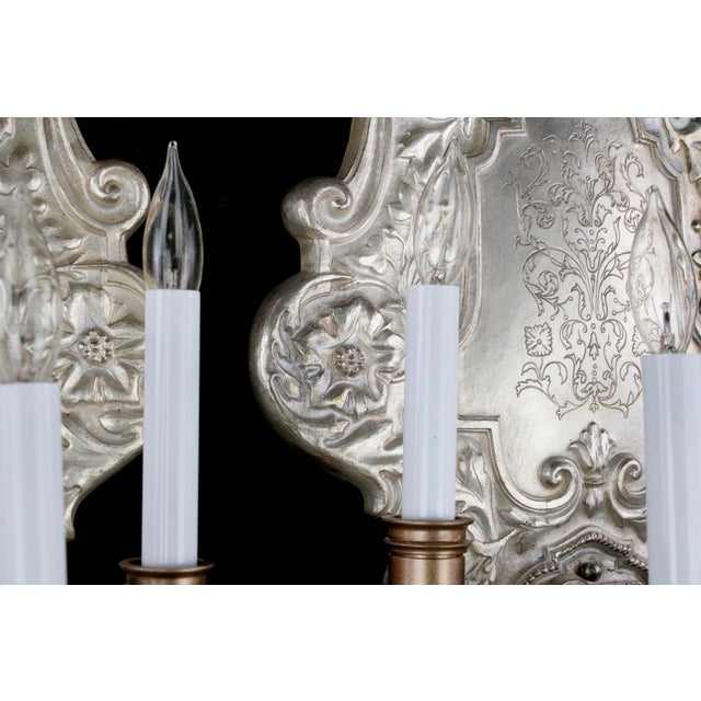 1890s Restored E.F. Caldwell Oversized Silvered Bronze Sconces by - a Pair For Sale - Image 14 of 14