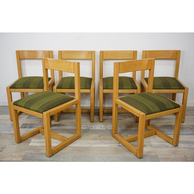 Wood Wood and Fabric Dining Chairs, 1960s, Set of 6 For Sale - Image 7 of 12