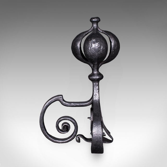 Black Pair of Antique Fireplace Andirons, French, Country House Hearth, Art Nouveau For Sale - Image 8 of 12