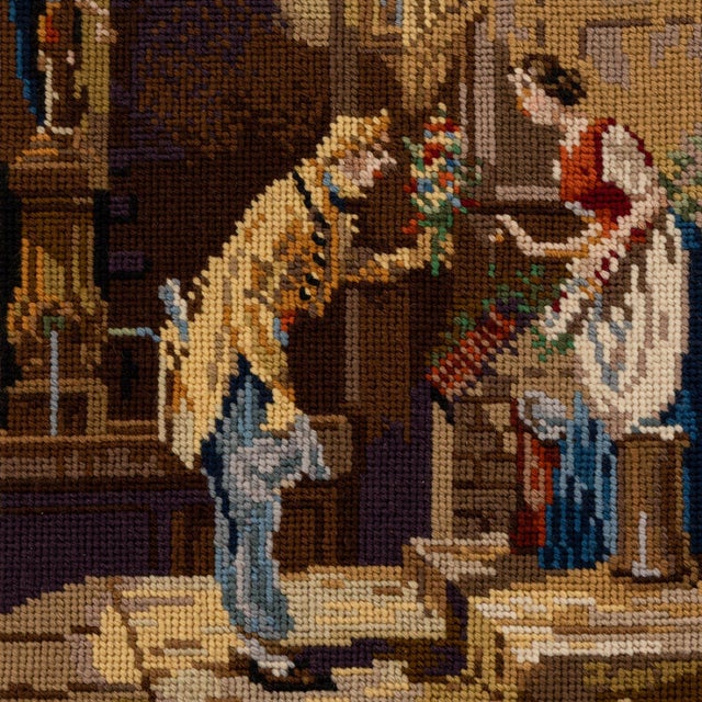 Tapestry on a wooden frame, after the painting "The Eternal Bridegroom" by Carl Spitzweg from the 1950s. Dimensions: 76.5...