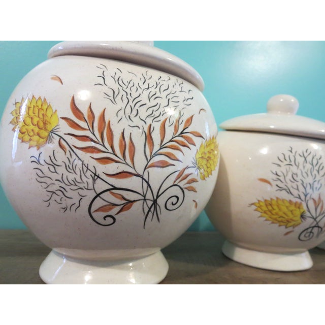 Ceramic 1980s Ceramic Canisters With Golden Wheat Fall Painted Under Glaze- Set of 4 For Sale - Image 7 of 17