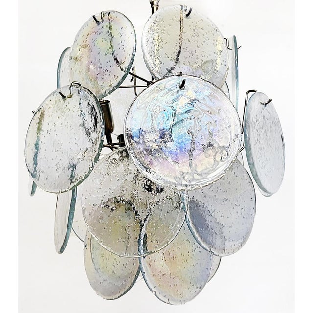 Vintage Italian Murano Chandelier with 24 Iridescent Grit Disks, 1990s For Sale - Image 3 of 17