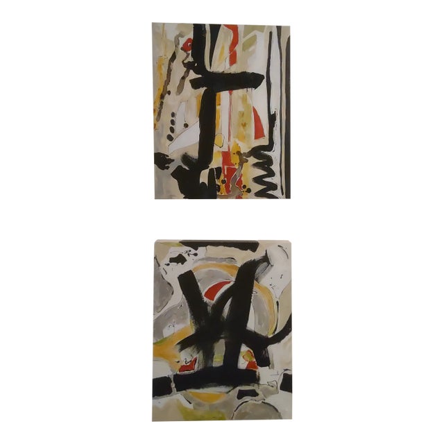 "Jazz Nights" Contemporary Abstract Acrylic Paintings - Set of 2 For Sale