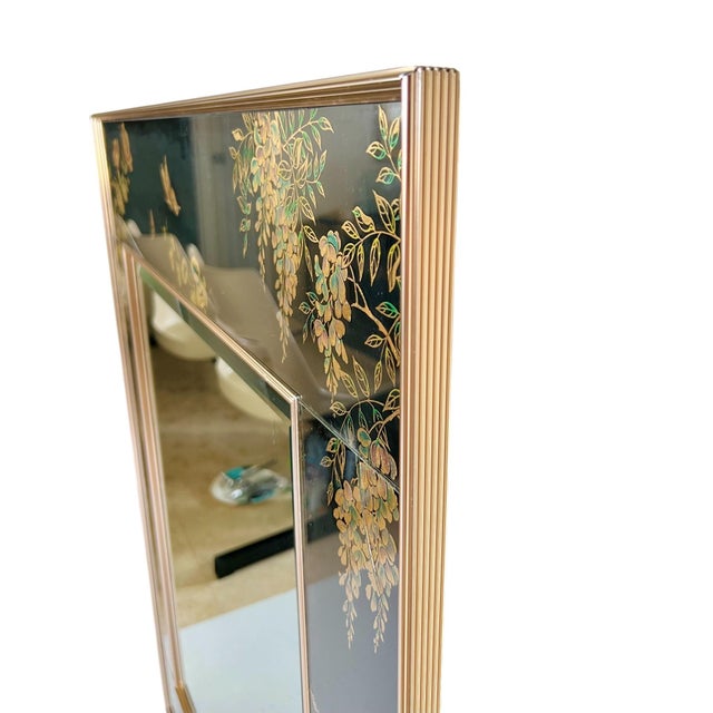 Chinoiserie LaBarge Verre Églomisé Black and Gold Mirror, 1986 For Sale - Image 9 of 12