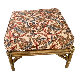 Vintage McGuire Modern Bamboo Rattan Ottoman For Sale