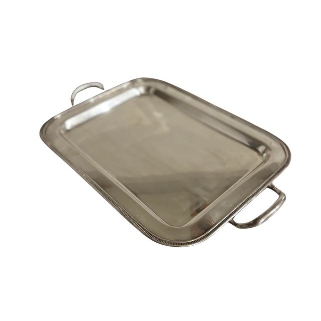 Contemporary Large Vintage Silver Plate Serving Tray With Handles. Vvg, 11.5” X 18.5” For Sale - Image 3 of 9