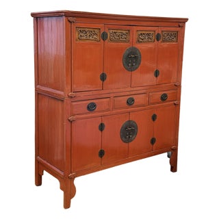 Vintage Asian Lacquered Cabinet For Sale