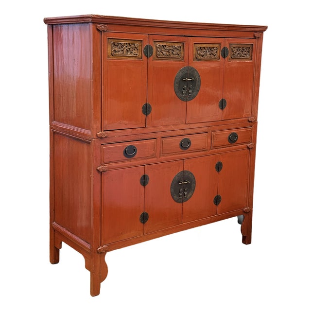 Vintage Asian Lacquered Cabinet For Sale